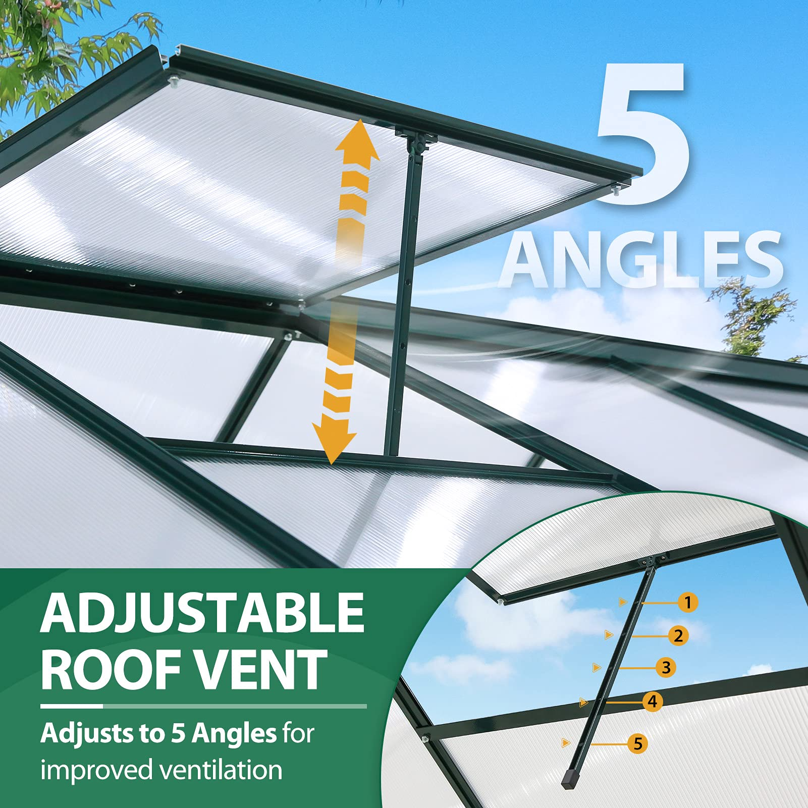 6' x 8' x 7' Outdoor Walk-in Hobby Greenhouse with Sliding Door & Ventilation Window