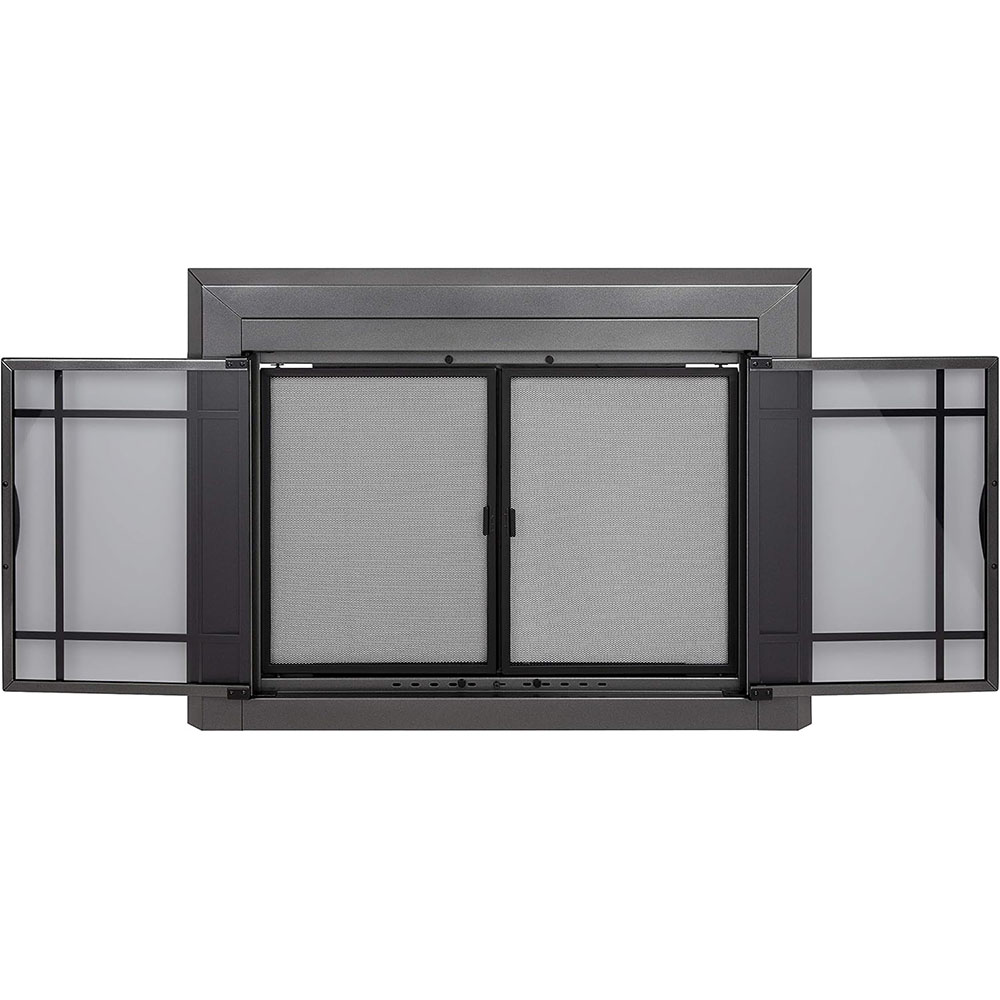 Pleasant Hearth Edinburgh Glass Firescreen Gunmetal - Large