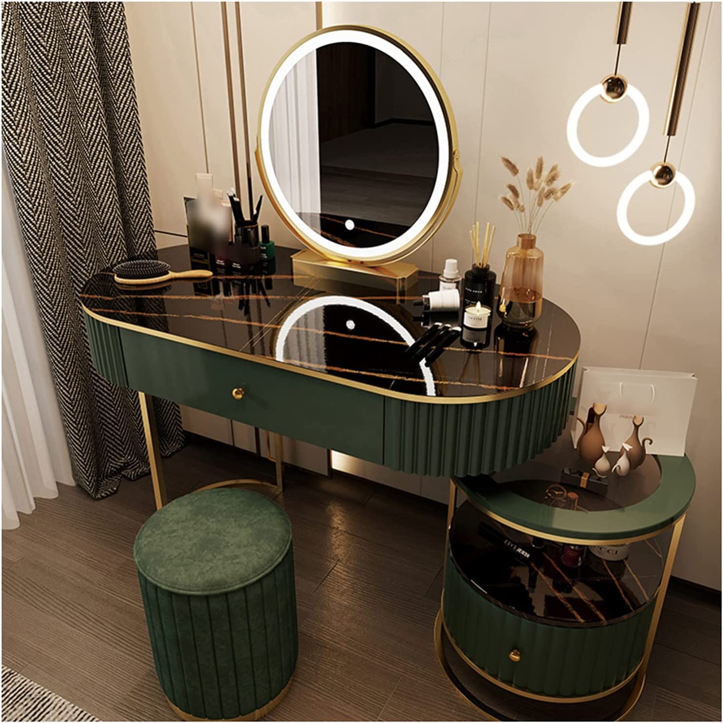 【Furniture】【BS】Cosmetic Dressing Table with Mirror, Bedroom Dressing Table Stool Cover, Dressing Table Set