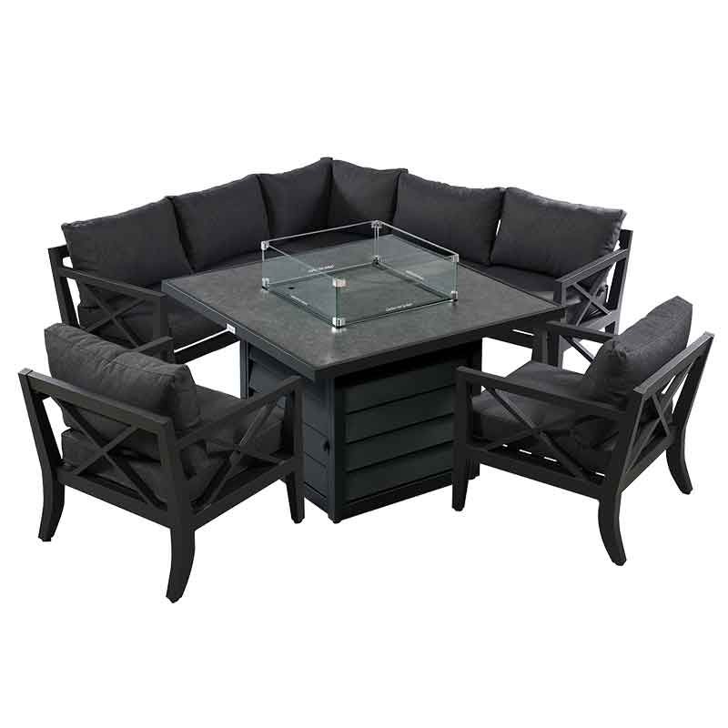 Hartman Sorrento Corner Lounge Set with Square Fire Pit Table