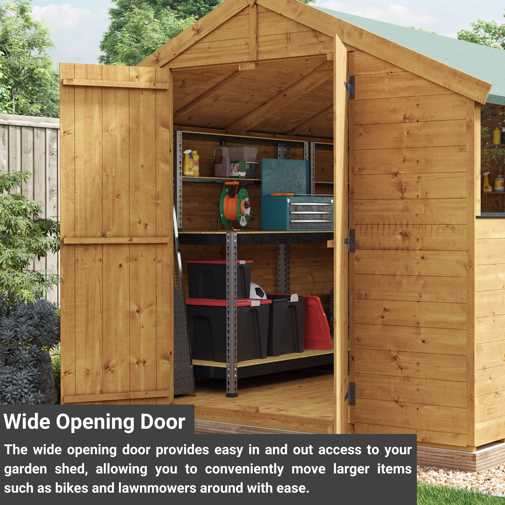 【Storage Shed】Garden Shed with Floor | Wooden Garden Storage Shed with Apex Roof & Felt Included