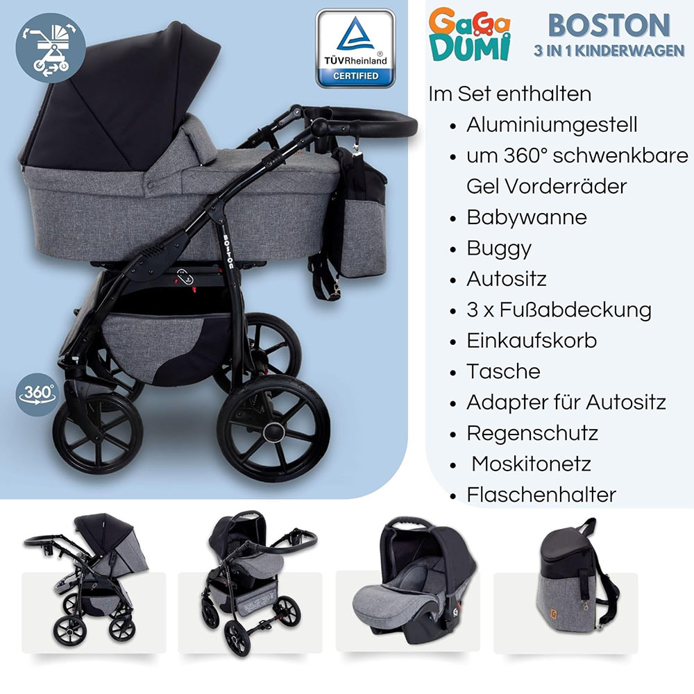 Boston 3-in-1 Combination Stroller