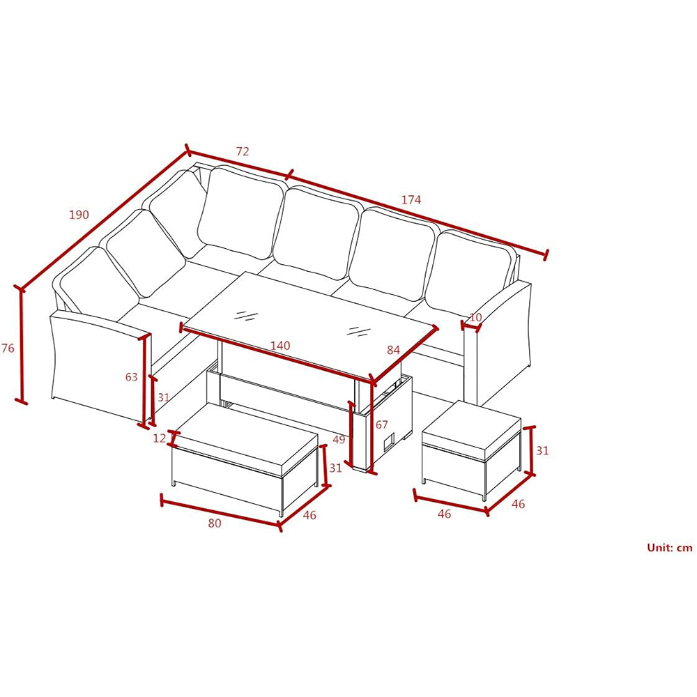 GOODS EMPORIUM 9-seater rattan garden furniture set