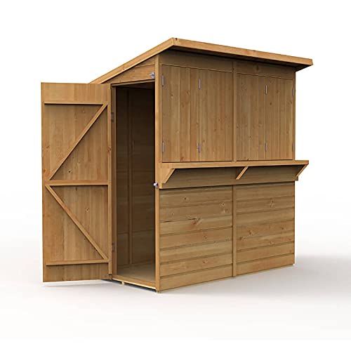 Outdoor Garden Bar, 6' x 3' Forest Wooden Shiplap Pent Garden Bar