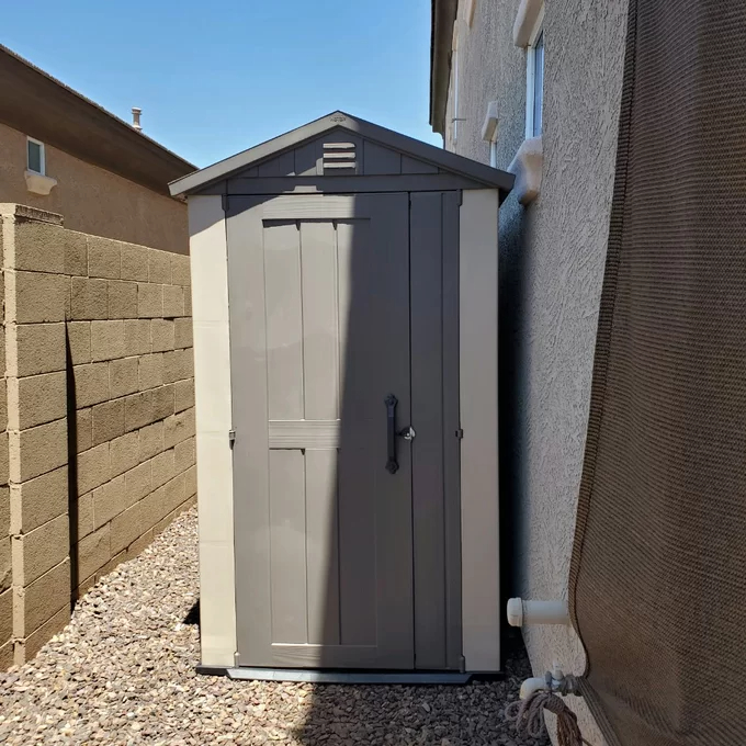 【Storage Shed】Factor 6 x 4 FT Strong Storage Shed Made Of Extremely Durable Resin & Reinforced with Steel