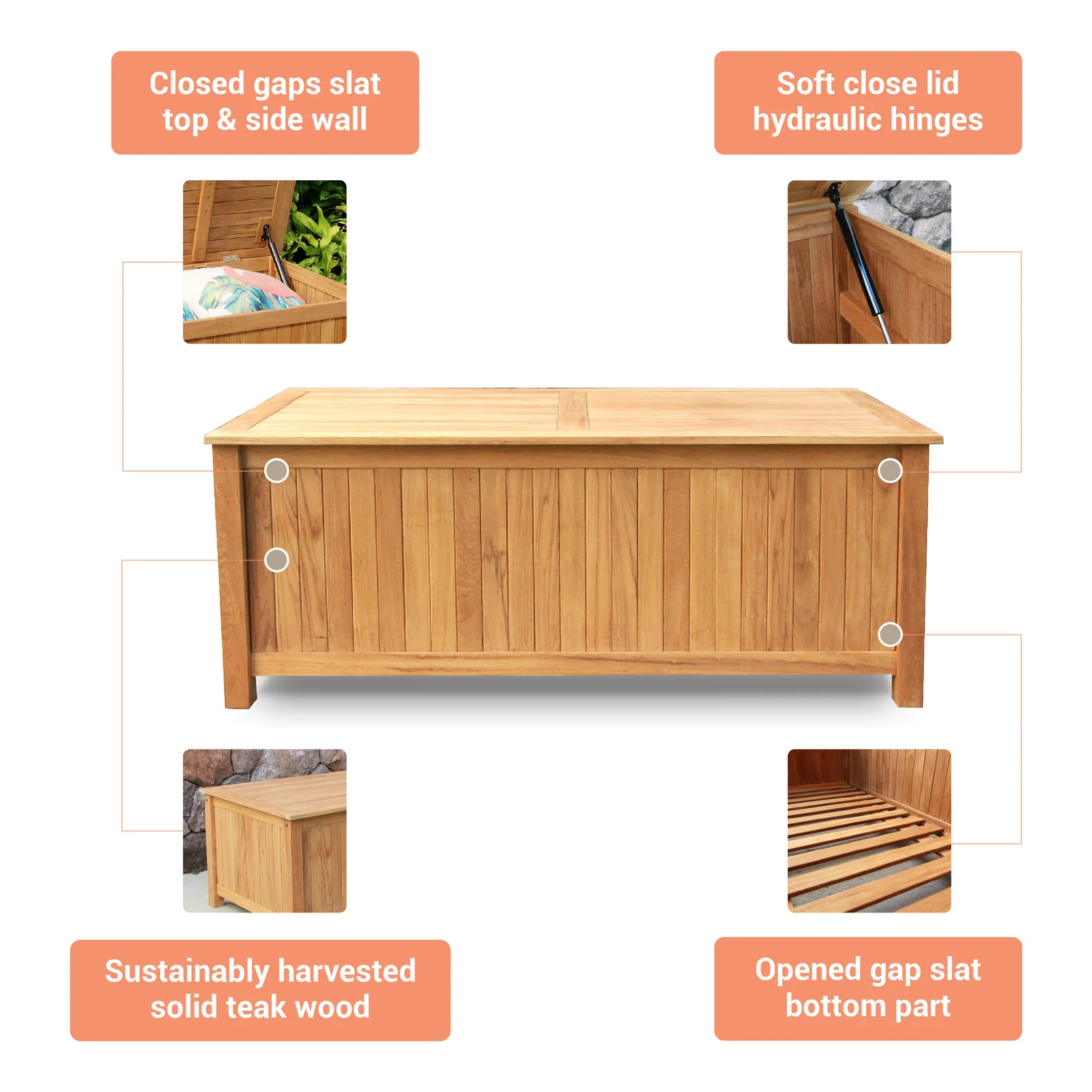 【Storage Shed】Birch Lane Summerton Teak Solid Wood Deck Box in Natural Teak