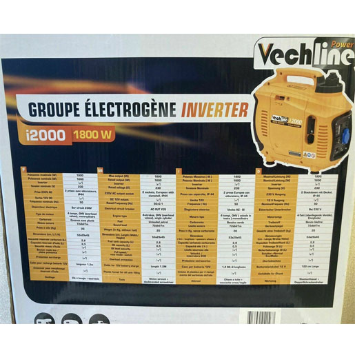 Vechline Generator 240v Petrol Portable Suitcase i2000 1800w Caravan Motorhome