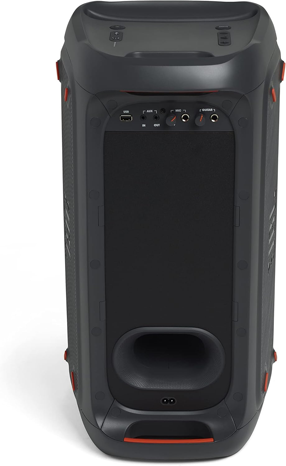 JBL PartyBox 100 Bluetooth Party Boombox Speaker, High-Power Audio System with Light Effects and Mic/Guitar Inputs, Black with Neon Multicoloured Lighting